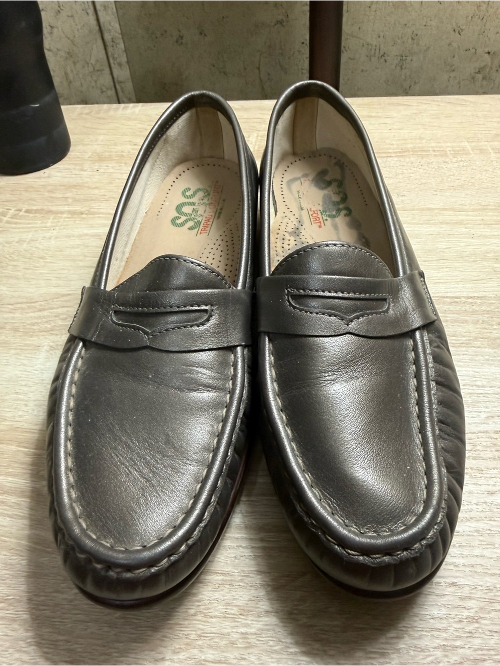 SAS Tripad Comfort women's pewter metallic leather loafers